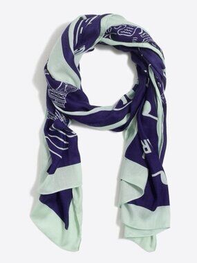 NWT J.Crew Factory Manhattan New York NY City Scarf Purple & Mint